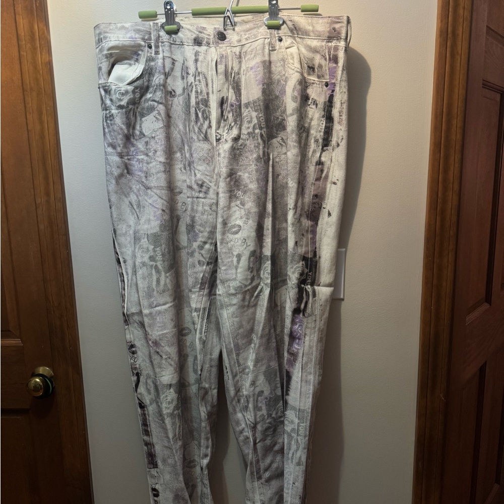 Forever 21 High Rise Artistic Jeans - Black, White, and Purple